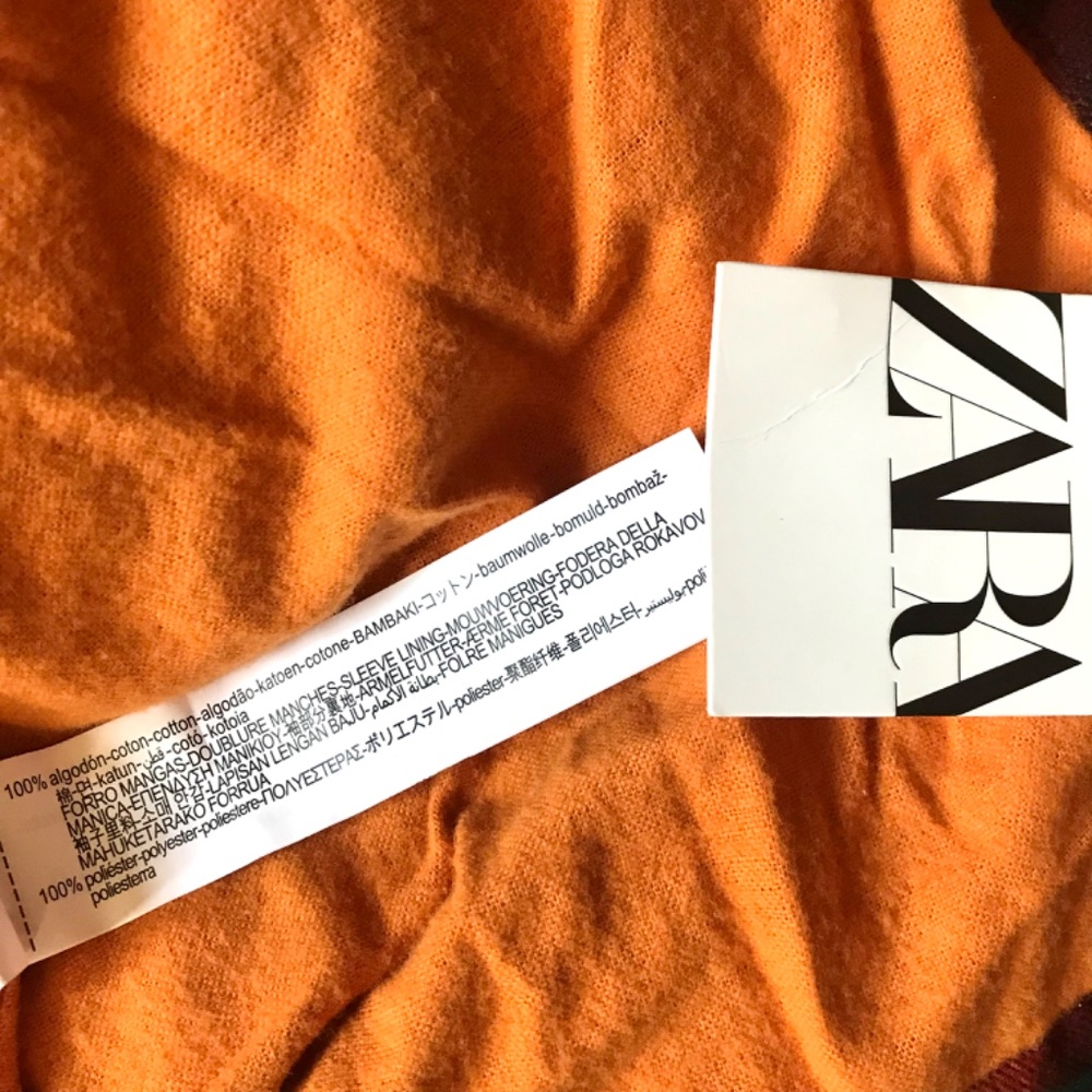 Zara Jacket Mens Plaid Puffer Flannel Orange Black, Red, Street Wear Y2K M - Picture 11 of 13